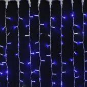 Гирлянда светодиодный занавес, 2х1,5м., 300 LED, облегченный, синий, с мерцанием, белый ПВХ провод с защитным колпачком. 07-3298