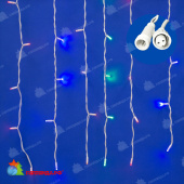 Гирлянда светодиодный занавес 3х2 м., 240 LED, мульти, с мерцанием, белый резиновый провод (Каучук), с защитным колпачком. 10-3722.