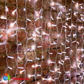 Гирлянда светодиодная Занавес 2х1,5м 192 Led Холодный Белый прозрачный пвх IP65 постоянное свечение 230В блок в комплекте 14-2009