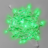Гирлянда Нить 10 м., 100 LED, зеленый, без мерцания, белый резиновый провод (Каучук), с защитным колпачком. G16-1055