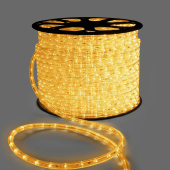 Светодиодный дюралайт LED, 2-х проводной, желтый, без мерцания, кратность резки 1 метр, диаметр 13 мм, 220В, 100 м. G16-1184