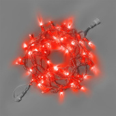 Гирлянда Нить 10 м., 100 LED, красный, без мерцания, прозрачный ПВХ провод, с защитным колпачком. G16-1034