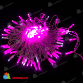 Гирлянда Нить 10 м., 100 LED, Розовый, с мерцанием, белый провод (каучук). 03-4154