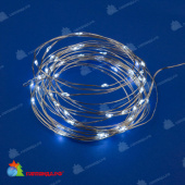 Гирлянда светодиодная "Роса" на батарейках, 2м. 20 LED. Белый свет. Провод медный. 10-3830