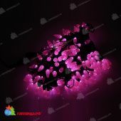 Гирлянда Нить, насадка "Ягодка", 20м., 200-205 LED, розовый, без мерцания, темно-зеленый провод (пвх). 11-1674