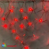 Гирлянда Бахрома, 2х0.6м., 80 LED, красный, без мерцания, белый ПВХ провод с защитным колпачком. 13-1374