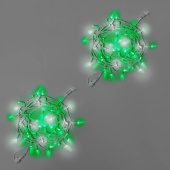 Гирлянда Нить 10 м., 100 LED, зеленый, с мерцанием, белый резиновый провод, с защитным колпачком. 16-1090