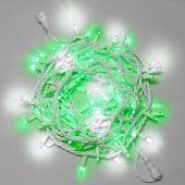 Гирлянда Нить 10 м., 100 LED, зеленый, с мерцанием, белый резиновый провод (Каучук), с защитным колпачком. G16-1063