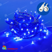 Гирлянда Нить 10 м., 120 LED, синий, с мерцанием, белый резиновый провод (Каучук), с защитным колпачком. 10-3791