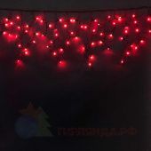 Гирлянда Бахрома, 3,1х0.5м., 150 LED, красный, без мерцания, черный резиновый провод (Каучук), с защитным колпачком. 04-3160