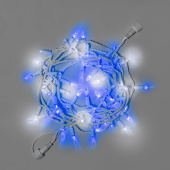 Гирлянда Нить 10 м., 100 LED, синий, с мерцанием, белый резиновый провод (Каучук), с защитным колпачком. G16-1061