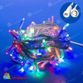 Гирлянда Нить 10 м., 120 LED, мульти, без мерцания, белый резиновый провод (Каучук), с защитным колпачком. 10-3733.