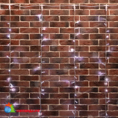 Гирлянда светодиодная Занавес 2х6м 360 Led Холодный Белый прозрачный пвх IP65 эффект водопада 24В не соединяется трансформатор в комплекте 14-2069