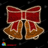 Елочная игрушка Двойной колокольчик 700x850 мм, теплый белый, золото, красный. 07-5689