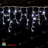 Гирлянда Бахрома 3x0,6м., 100 LED, Холодный Белый, с мерцанием, белый провод (Каучук). 03-4100