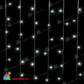 Гирлянда светодиодный занавес 2x1 м., 400 LED, (облегченный), Теплый Белый, без мерцания, черный ПВХ провод (с защитным колпачком), 220В. 04-5183