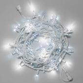 Гирлянда Нить 10 м., 100 LED, холодный белый, с мерцанием, белый резиновый провод (Каучук), с защитным колпачком. 16-1059