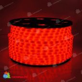 Светодиодный дюралайт LED матовый, 2-х проводной, красный, без мерцания, кратность резки 1 метр, диаметр 13 мм, 220В, 100 м. 06-3237