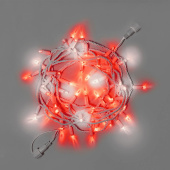 Гирлянда Нить 10 м., 100 LED, красный, с мерцанием, белый резиновый провод (Каучук), с защитным колпачком. G16-1062