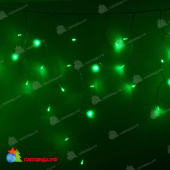 Гирлянда светодиодная Бахрома (Айсикл) 2,4х0,6м 88 Led Зеленый прозрачный пвх IP65 постоянное свечение 230В блок в комплекте 14-2104