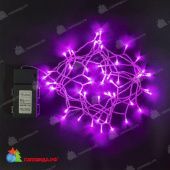 Гирлянда Нить на Батарейках с Таймером, 5м., 50 LED, Розовый, с мерцанием, прозрачный провод (силикон). 04-4334