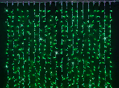 Гирлянда светодиодный занавес, 2х3м., 600 LED, зеленый, с мерцанием, белый провод (пвх) с защитным колпачком. 07-3911