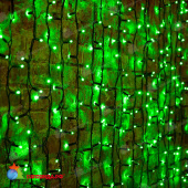 Гирлянда светодиодная Занавес 2х1,5м 360 Led Зеленый черный каучук IP67 постоянное свечение 230В блок в комплекте 14-2089