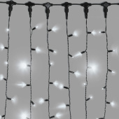 Гирлянда светодиодный занавес, 2х3м., 600 LED, холодный белый, с мерцанием, черный резиновый провод, с защитным колпачком. 16-1136
