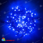 Гирлянда Нить 10 м., 75 LED, синий, с мерцанием, черный резиновый провод (Каучук), 220В. 04-5141