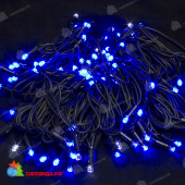 Гирлянда Нить 10 м., 100 LED, Синий, с мерцанием, черный провод (каучук). 03-4155