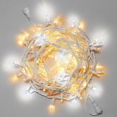 Гирлянда Нить 10 м., 100 LED, теплый белый, с мерцанием, белый резиновый провод (Каучук), с защитным колпачком. 16-1060