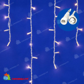 Гирлянда Бахрома 3х0.7 м., 200 LED, теплый белый, с мерцанием, белый резиновый провод (Каучук), с защитным колпачком. 10-3696.