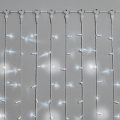 Гирлянда светодиодный занавес, 2х3м., 600 LED, холодный белый, с мерцанием, белый резиновый провод, с защитным колпачком. G16-1132