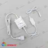 Трансформатор 60W с Выпрямителем для Нитей 24В, до 1000 LED, провод Белый Каучук, IP65 04-5419