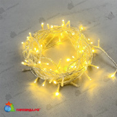 Гирлянда Нить 10м Золотой с Мерцанием 24В, 100 LED, провод Прозрачный ПВХ, IP54 04-5358