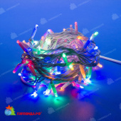 Гирлянда Нить 10 м., 120 LED, мульти, с контроллером, белый резиновый провод (Каучук), с защитным колпачком. 10-3731.