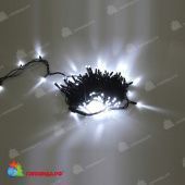 Гирлянда Нить, 10м., 100 LED, холодный белый, без мерцания, черный резиновый провод (Каучук), с защитным колпачком. 11-1702