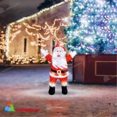 Акриловая светодиодная фигура «Приветствующий Санта Клаус» 76х47х120 см, холодный белый, прозрачный ПВХ провод. 14-1530
