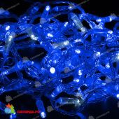 Гирлянда Нить 10 м., 100 LED, синий, с мерцанием, прозрачный ПВХ провод с защитным колпачком. 06-3161