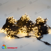 Комплект 3 Тепло-Белых Нити по 20м, 600 LED, провод Черный Каучук 2,3мм, IP54 04-5342