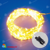 Гирлянда светодиодная "Роса", 50м. 500 LED. Теплый белый свет. Пульт ДУ (в/к). Провод прозрачный. 10-3825