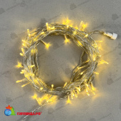 Гирлянда Нить 10м Золотой 24В, 100 LED, провод Прозрачный ПВХ, IP54 04-5363