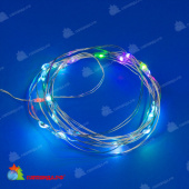 Светодиодная гирлянда "Роса", 2 м., 20 LED, RGB, пульт ДУ, прозрачный провод. 10-3744.