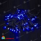 Гирлянда Нить 10 м., 100 LED, синий, с мерцанием, черный резиновый провод (Каучук), с защитным колпачком. 03-3838