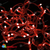Гирлянда светодиодная Нить 10м 100 Led Красный прозрачный пвх IP65 постоянное свечение 24В  14-2284