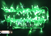 Гирлянда Нить, 10м., 100 LED, Зеленый, с мерцанием, прозрачный провод (пвх), с защитным колпачком. 07-3782