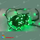 Гирлянда Нить 9,2 м, 92 LED, зеленый, с мерцанием, черный провод. 13-2002