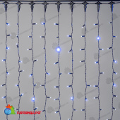 Гирлянда Занавес 2 x 2 м Синий 220В, 400 LED, провод Черный Каучук 2,3мм, IP65 04-5339
