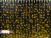 Гирлянда светодиодный занавес, 2х3м., 600 LED, желтый, с мерцанием, белый ПВХ провод с защитным колпачком. 07-3340