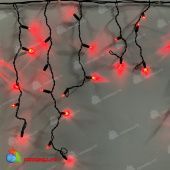 Гирлянда Бахрома, 2х0.6м., 80 LED, красный, без мерцания, черный ПВХ провод с защитным колпачком. 13-1375